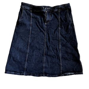 **BLACK** Woolrich A-Line MIDI Denim Skirt w/Pockets 16 EUC